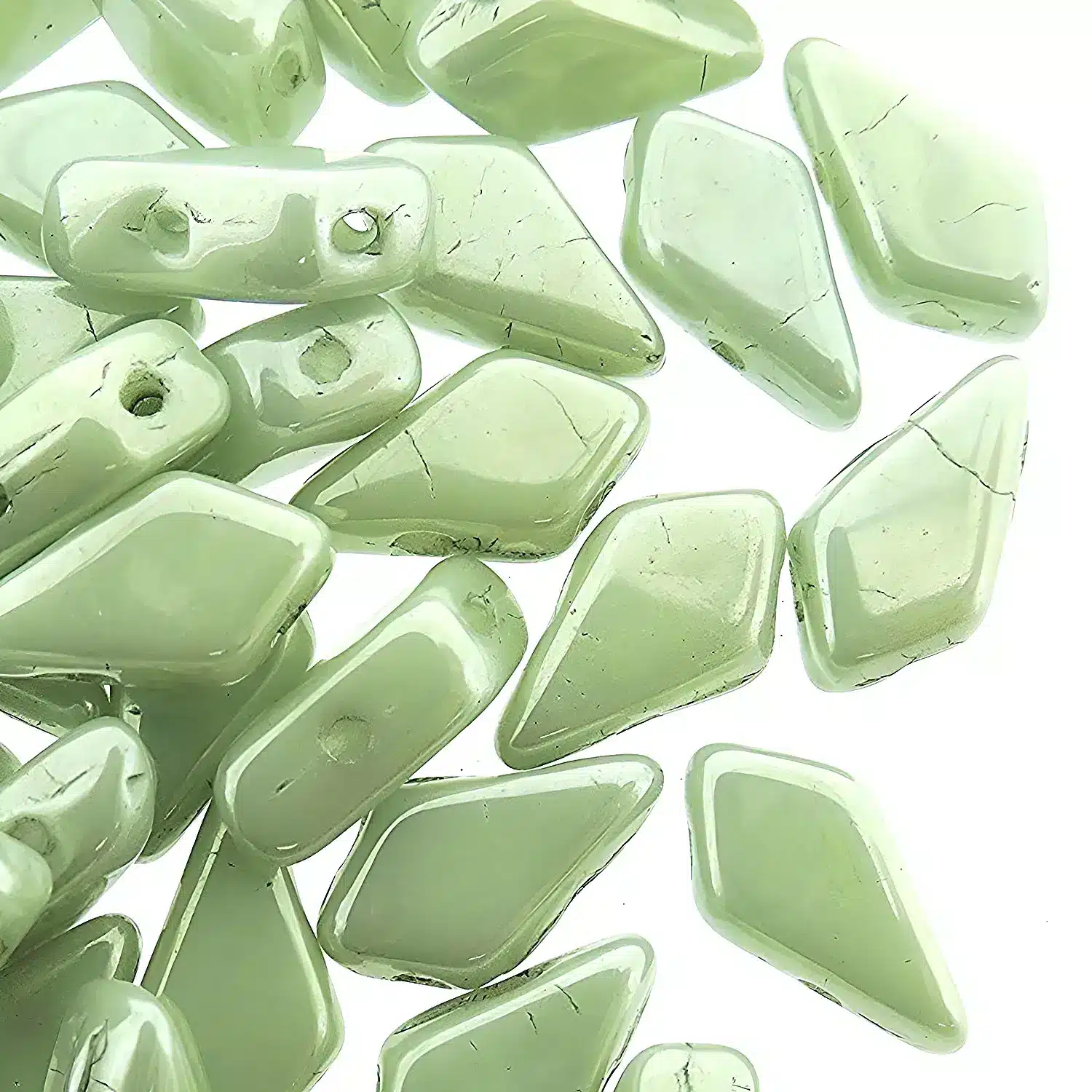 Kite Beads 2-Hole 9x5mm 9GM – Chalk Green Luster