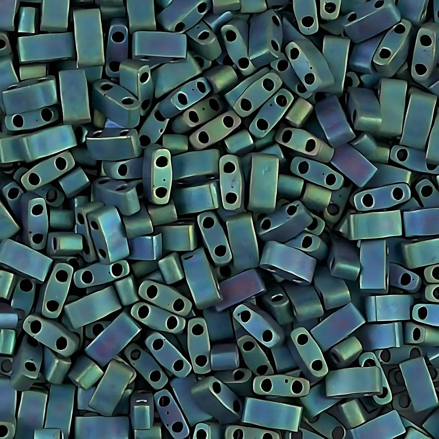 Miyuki Half Tila Beads 2.3 x 5mm 7.8GM Matte Metallic Blue Green Iris