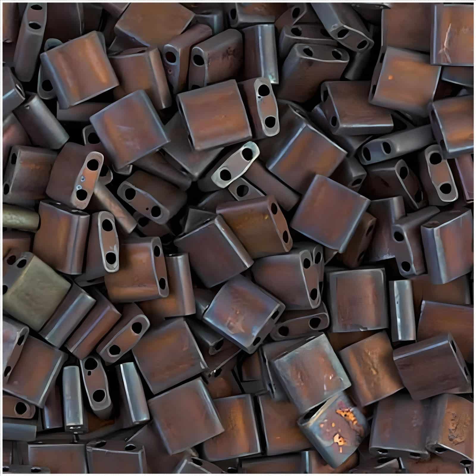 Miyuki Tila Beads 5mm 2-hole Square Matte Metallic Dark Raspberry Iris 7.2GM TL2005