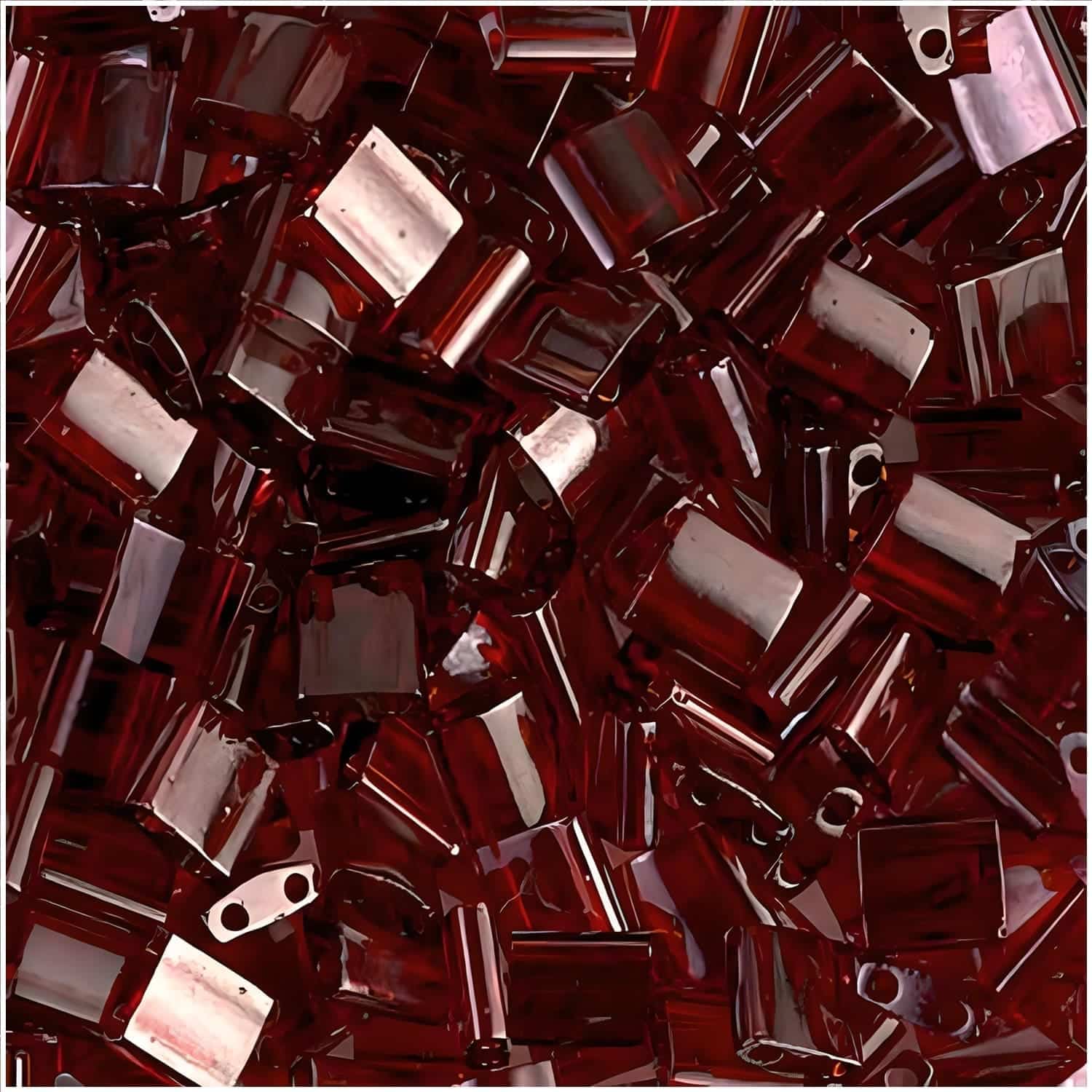 Miyuki Tila Beads 5mm 2-hole Square Garnet Gold Luster 7.2GM TL304