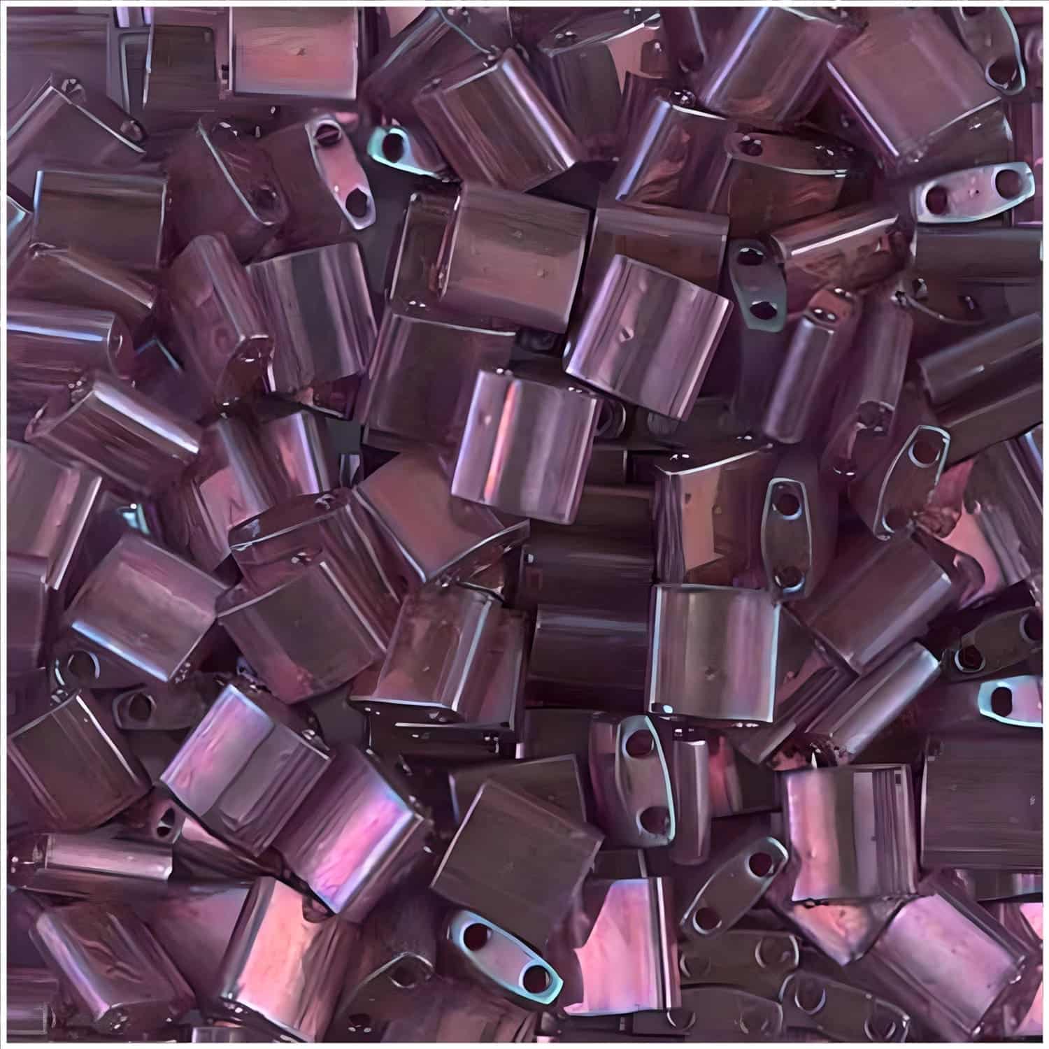 Miyuki Tila Beads 5mm 2-hole Square Light Amethyst Gold Luster 7.2GM TL316