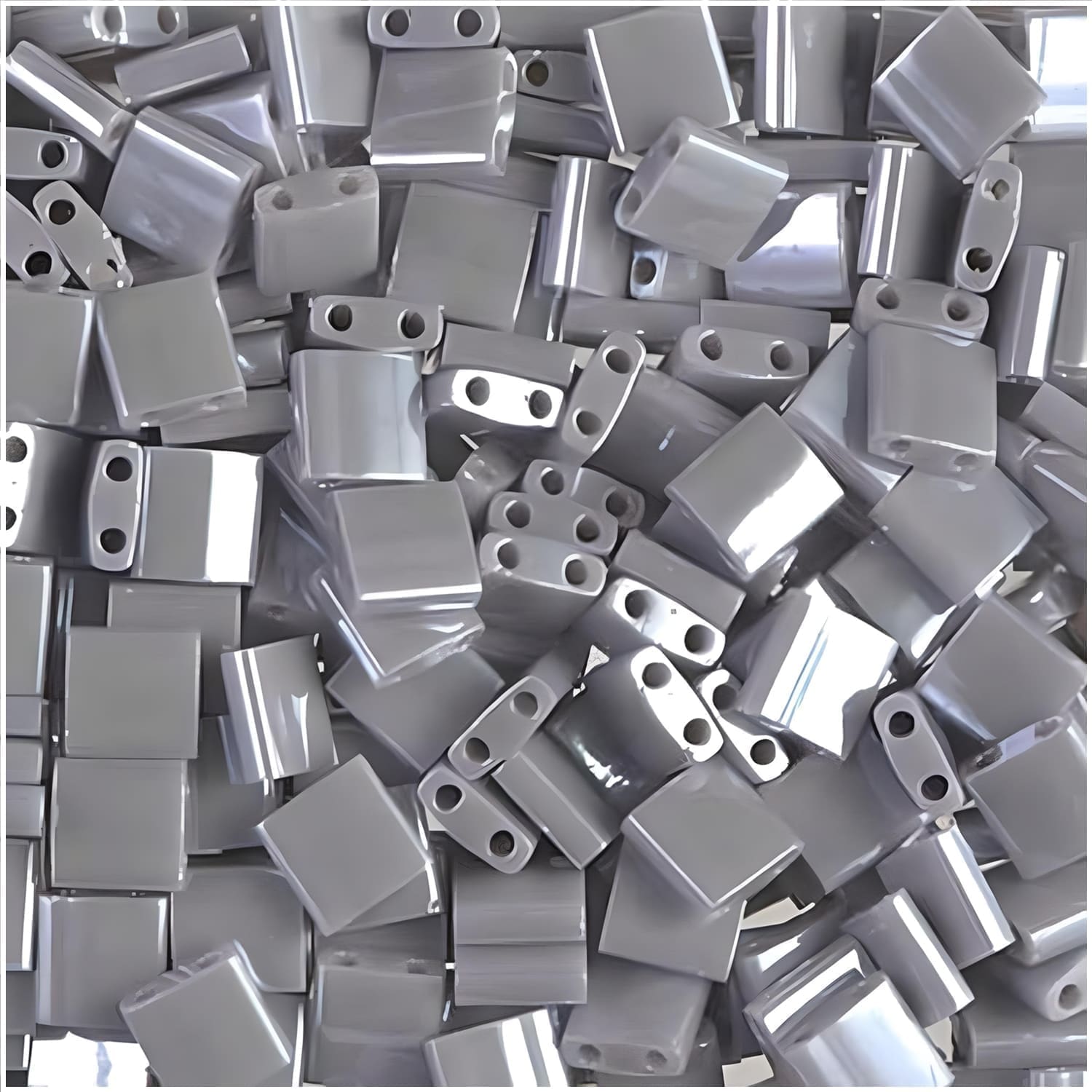 Miyuki Tila Beads 5mm 2-hole Square Opaque Gray Luster 7.2GM