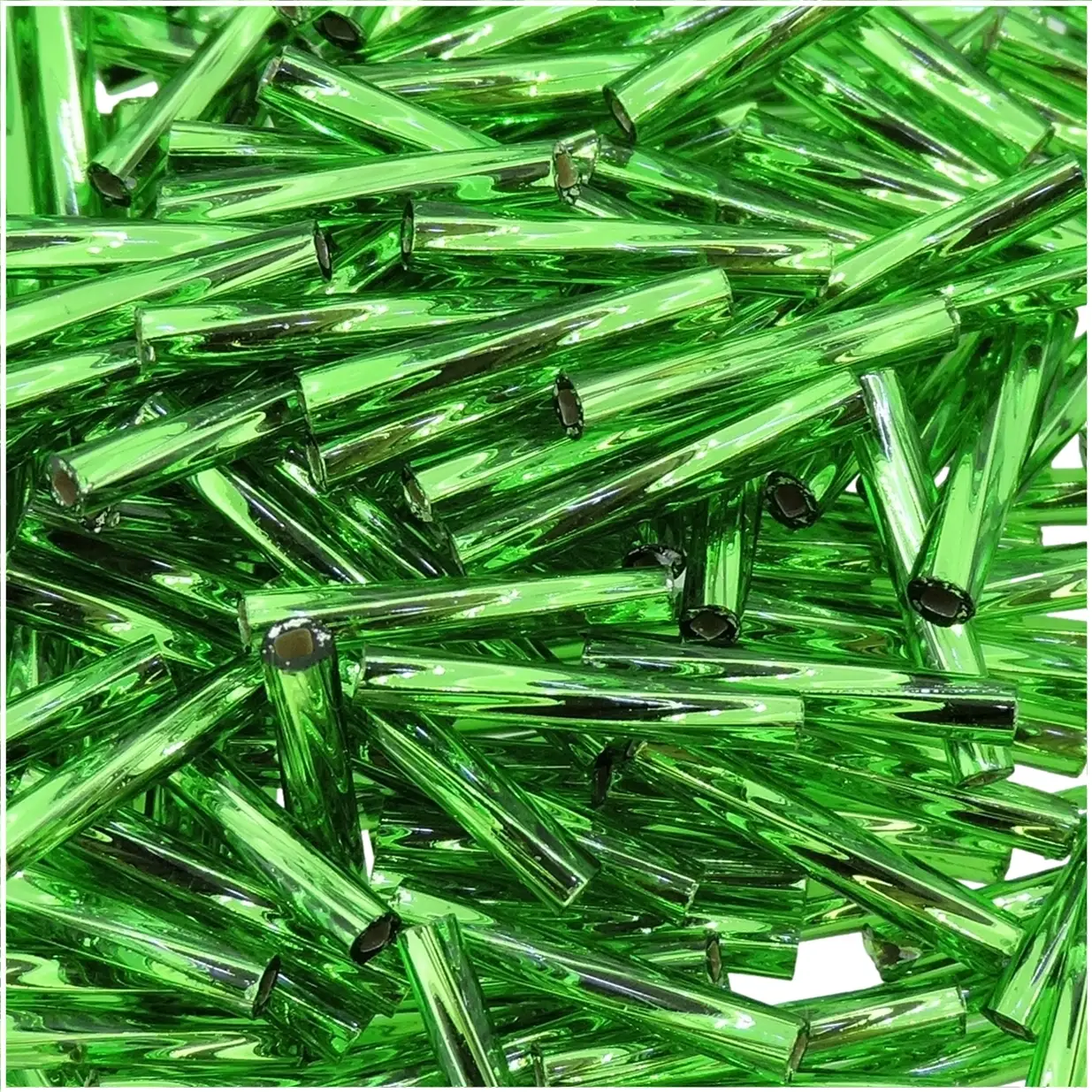 Miyuki Twisted Bugle Beads, 2x12mm, 13GM Silver Lined Kelly Green