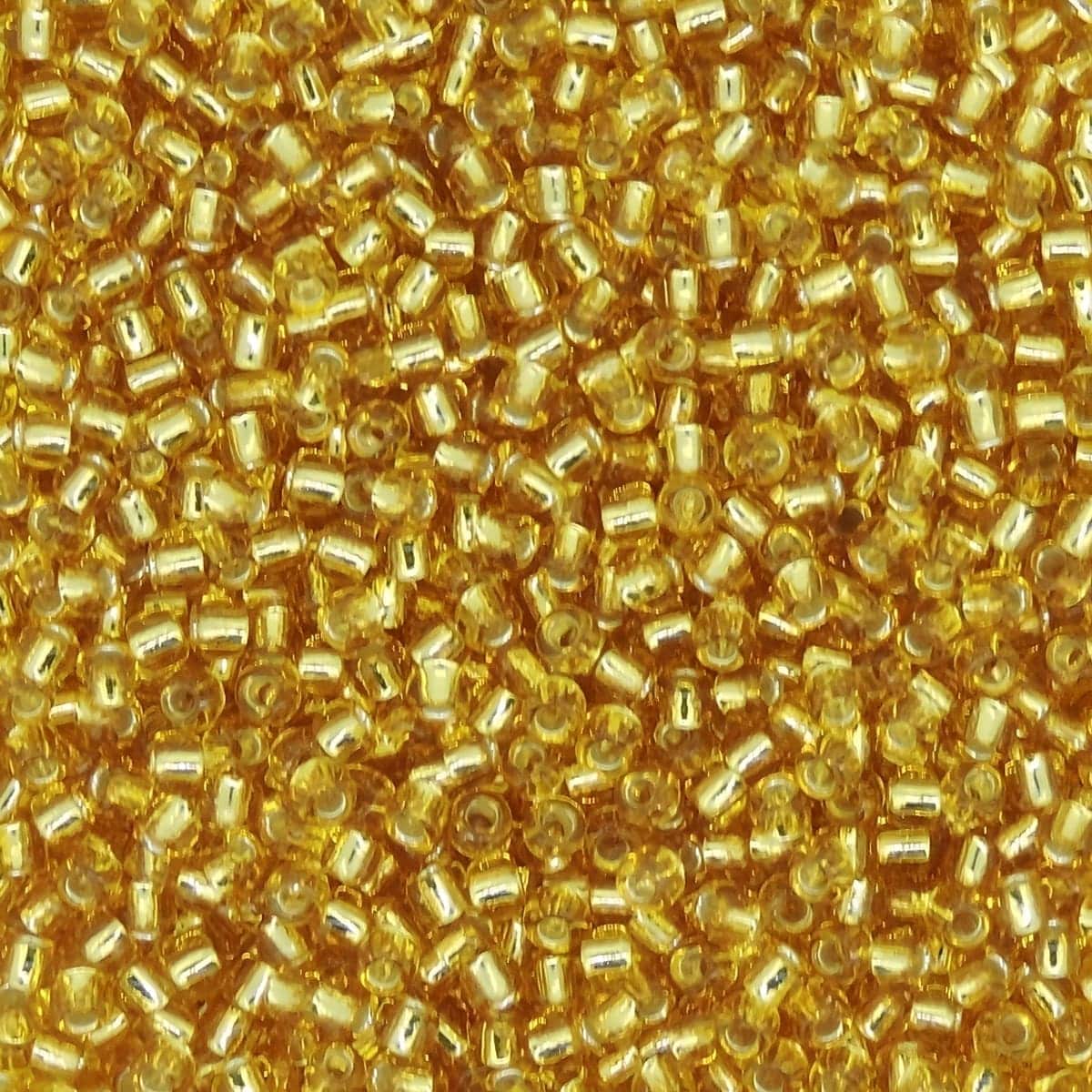 Toho Seed Beads Round Size 11/0 28GM Silver Lined Medium Topaz 11-22B