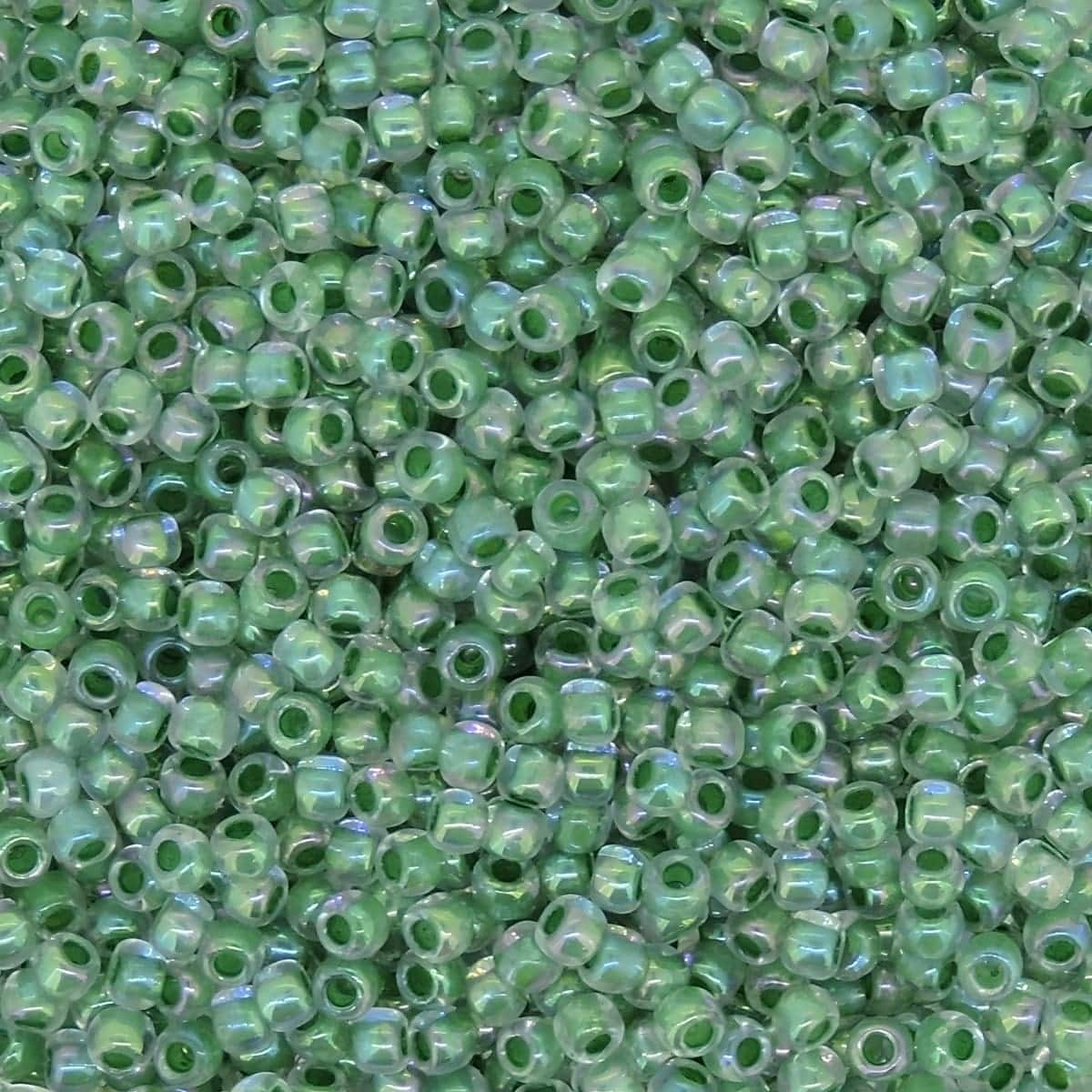 Toho Seed Beads Round Size 11/0 28GM Spruce Lined Crystal Rainbow 11-699