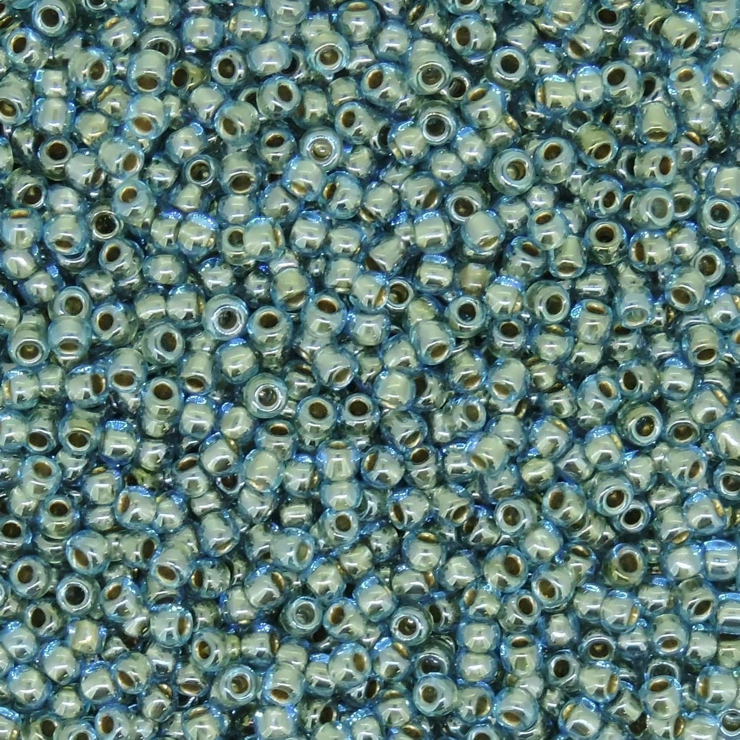 Toho Seed Beads Round Size 11/0 28GM Gold Lined Aqua 11-990