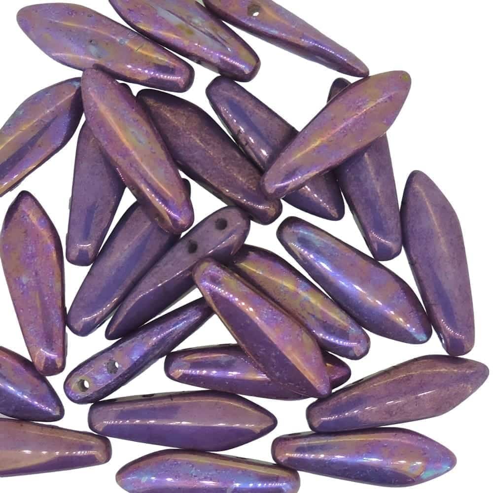 Dagger Beads 2-Hole 5x16mm Violet Iris Luster 25pcs