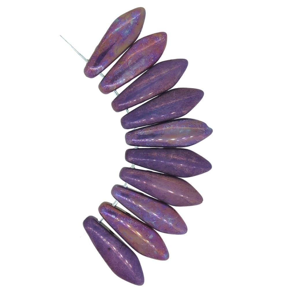 Dagger Beads 2-Hole 5x16mm Violet Iris Luster 25pcs