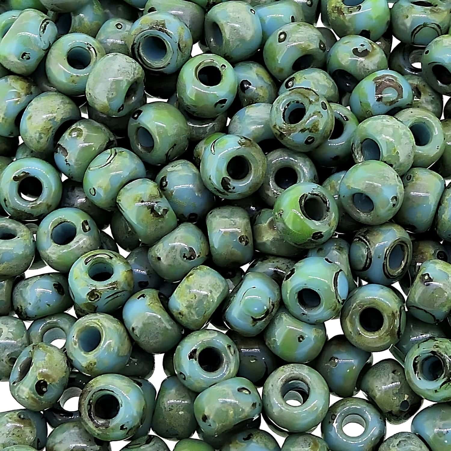 Miyuki Round Seed Beads 6/0 Picasso Seafoam Green BULK 50GM 6-4514