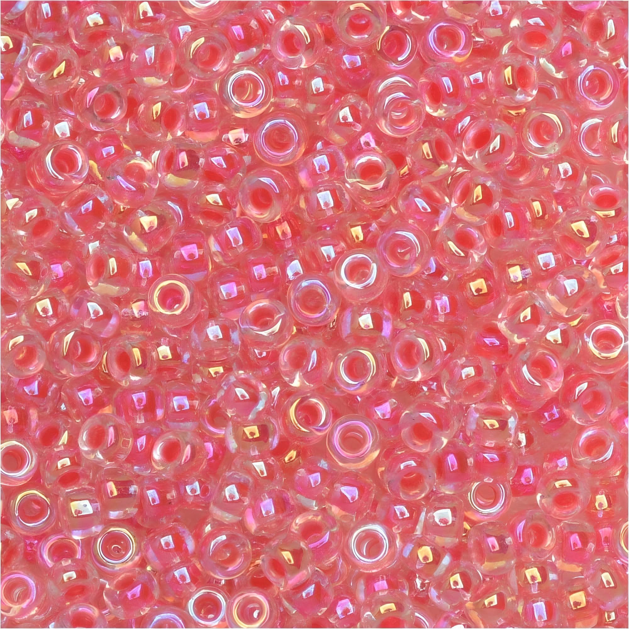 Miyuki Round Seed Beads Size 11/0 Dark Coral Lined Crystal AB 24GM
