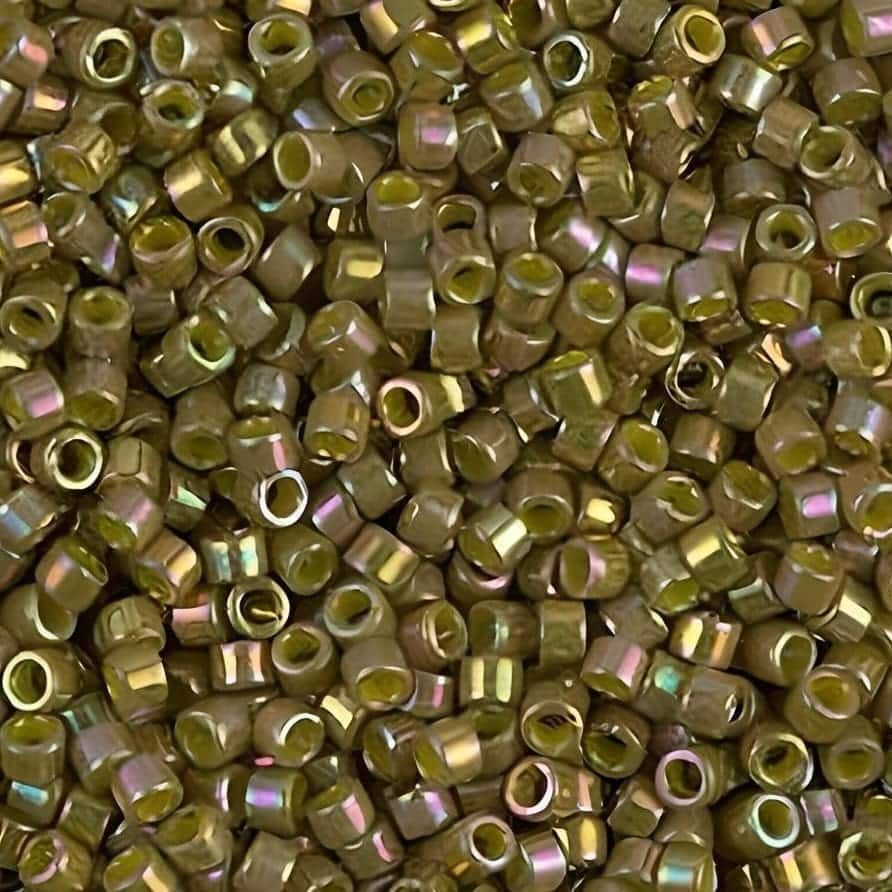 DB0133 Miyuki Delica Seed Beads Size 11/0 Opaque Luster Olive Green AB 7GM