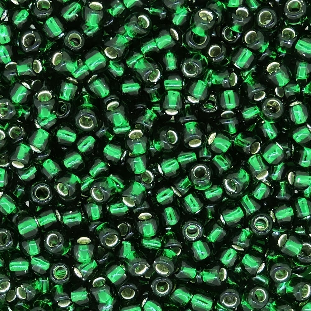 Toho Seed Beads Round Size 8/0 Silver Lined Emerald Green 8-36 28GM