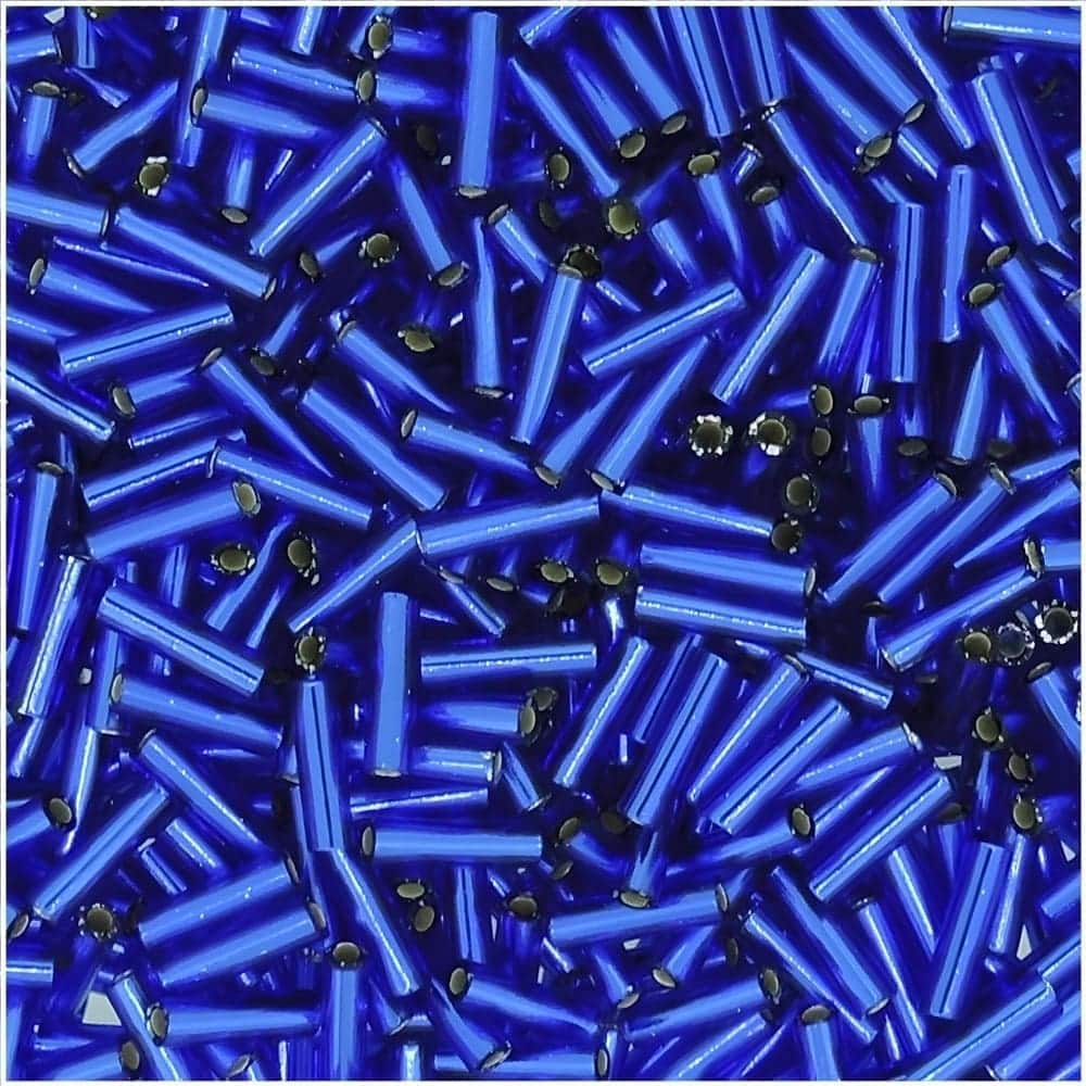 Miyuki Bugle Beads Size #2, 6mm, 17GM Silver Lined Dark Sapphire Blue