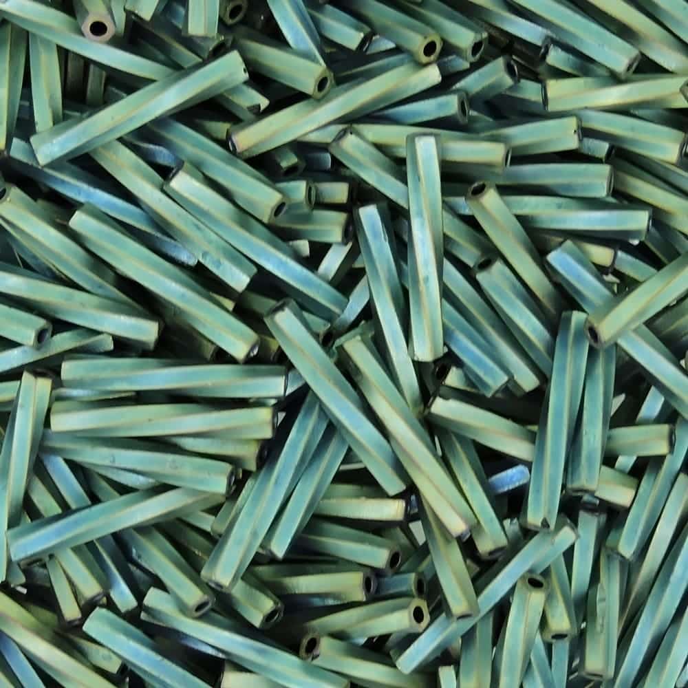 Miyuki Twisted Bugle Beads, 2x12mm, 13GM Matte Metallic Patina Iris