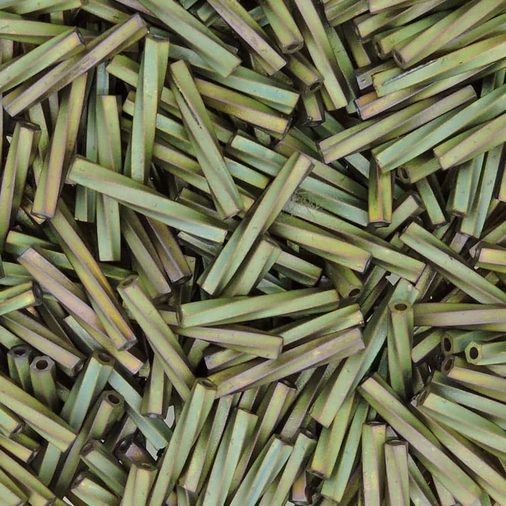 Miyuki Twisted Bugle Beads, 2x12mm, 13GM Matte Metallic Khaki Iris