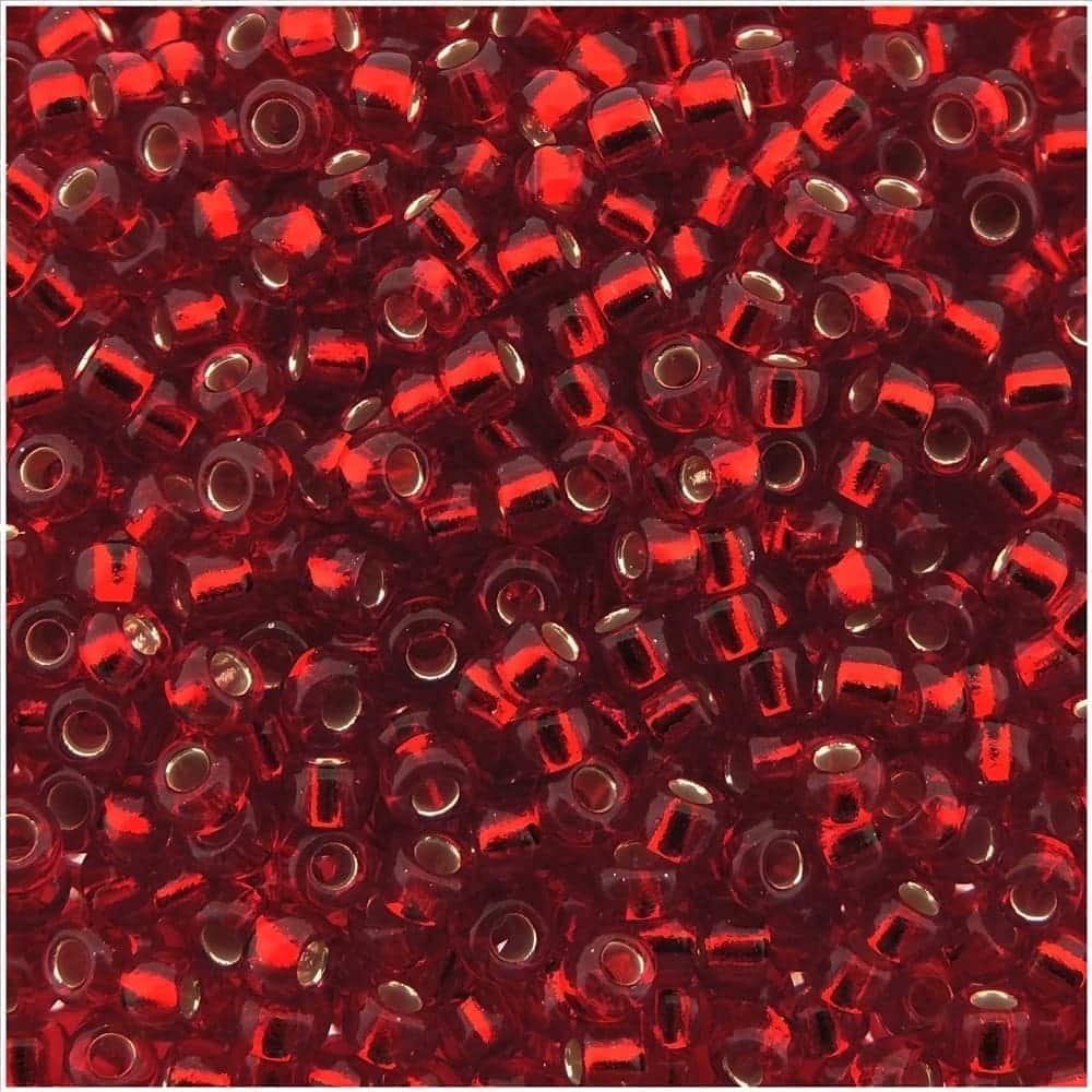 Miyuki Round Seed Beads Size 11/0 Bulk 50GM Silver Lined Ruby Red