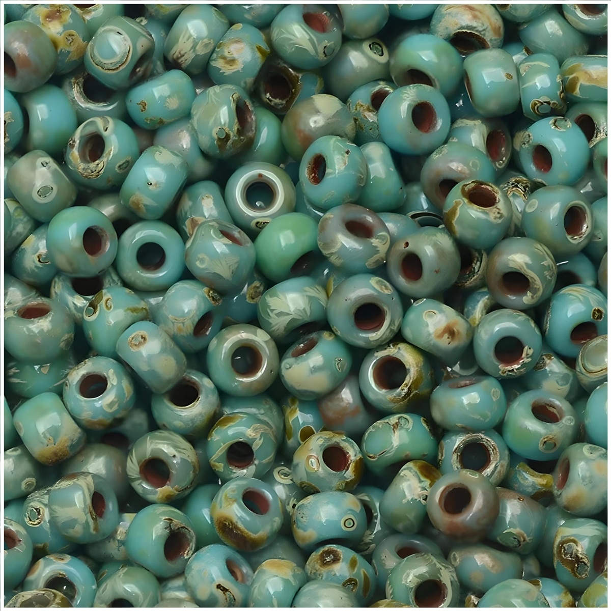 Miyuki Round Seed Beads Size 11/0 50GM Bulk Opaque Picasso Seafoam