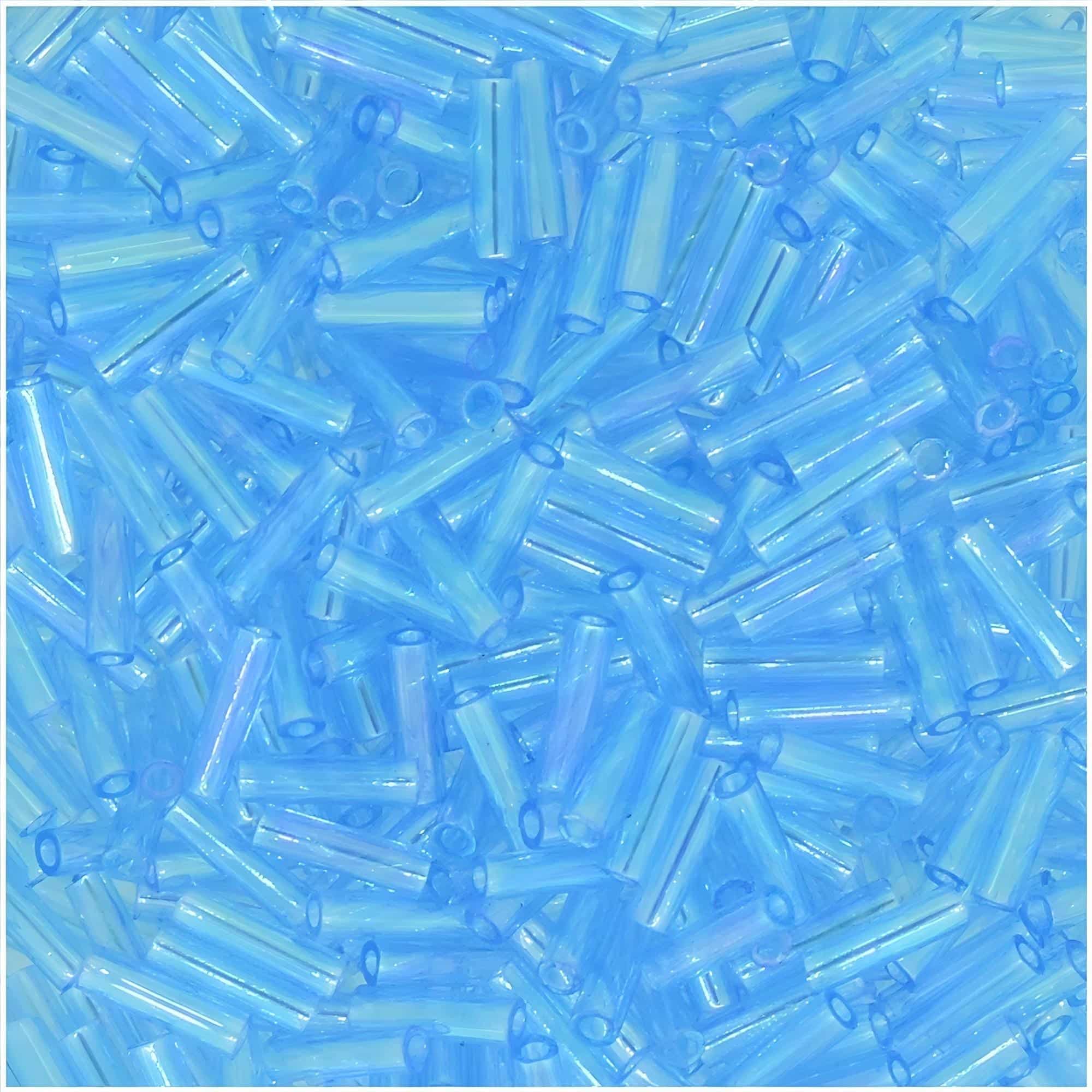 Miyuki Bugle Beads Size #2, 6mm, 17GM Aqua Blue AB