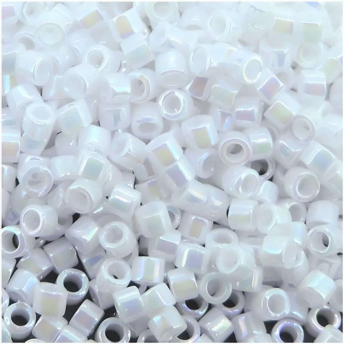 DB0202 Miyuki Delica Seed Beads 11/0 Opaque White AB BULK 50GM