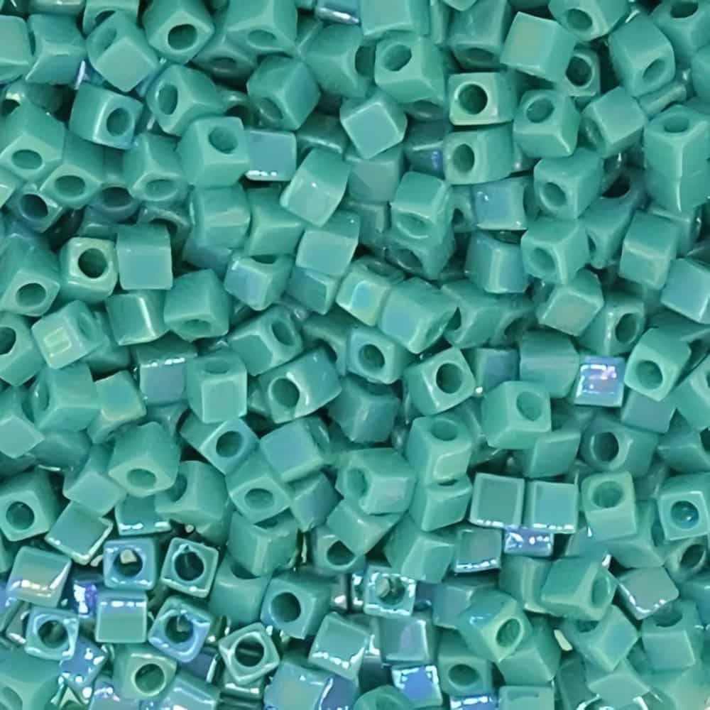 Miyuki Square Seed Beads 1.8mm Opaque Turquoise Green AB 8.2GM