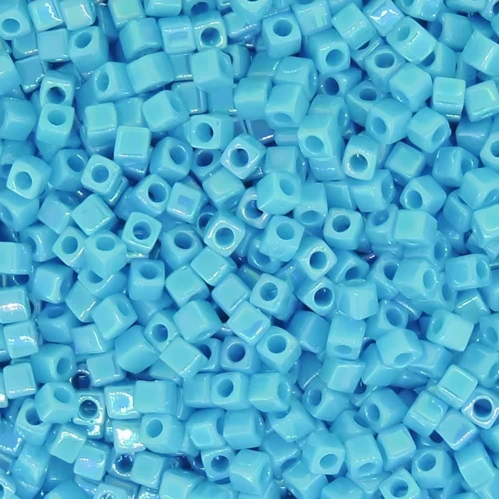Miyuki Square Seed Beads 1.8mm Opaque Turquoise Blue AB 8.2GM