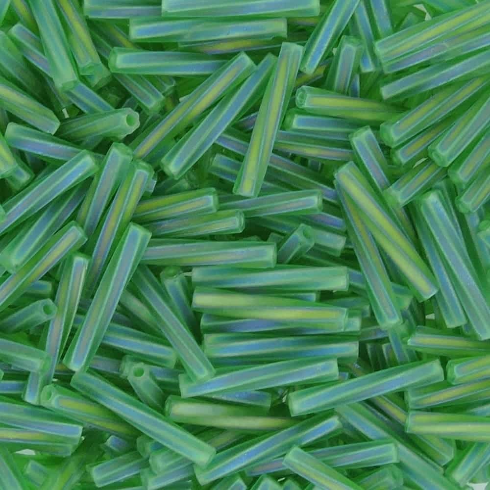 Miyuki Twisted Bugle Beads, 2x12mm, 13GM Matte Green AB