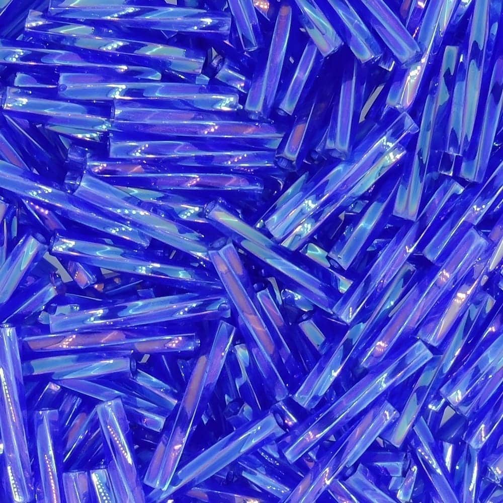 Miyuki Twisted Bugle Beads, 2x12mm, 13GM Cobalt Blue AB