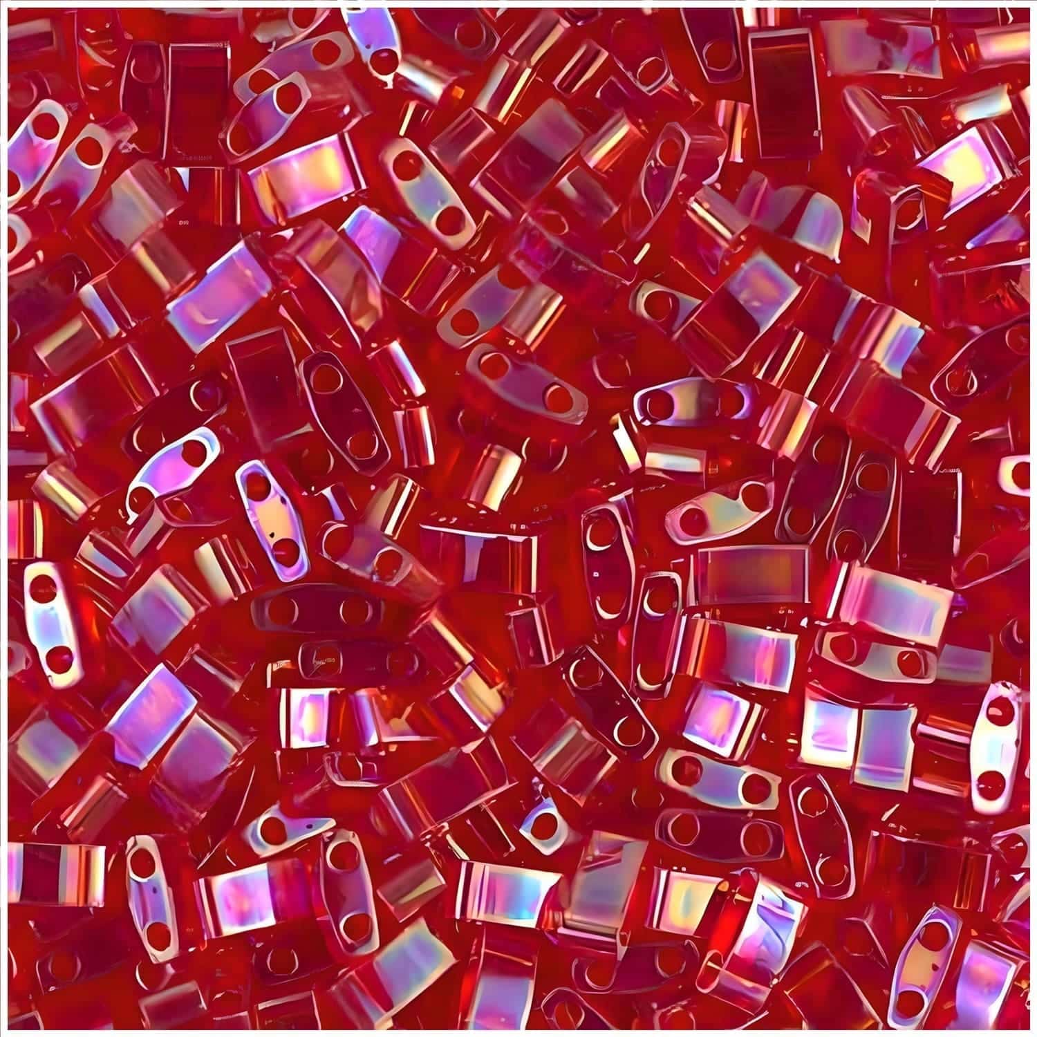 Miyuki Half Tila Beads 2.3 x 5mm 7.8GM Transparent Red AB