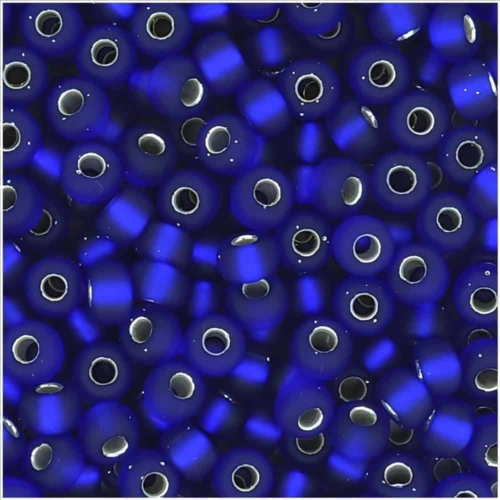 Miyuki Round Seed Beads 6/0 Matte Silver Lined Cobalt Blue 20GM 6-20F