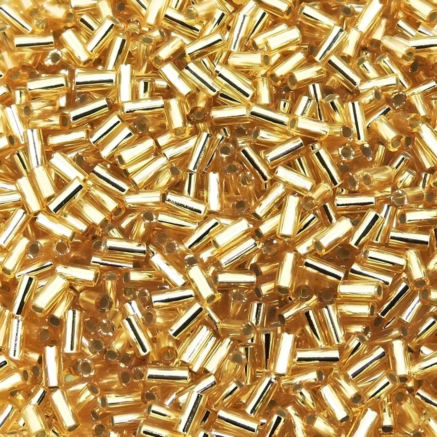 Miyuki Bugle Beads 3mm Size #1 Silver Lined Gold BULK 50GM