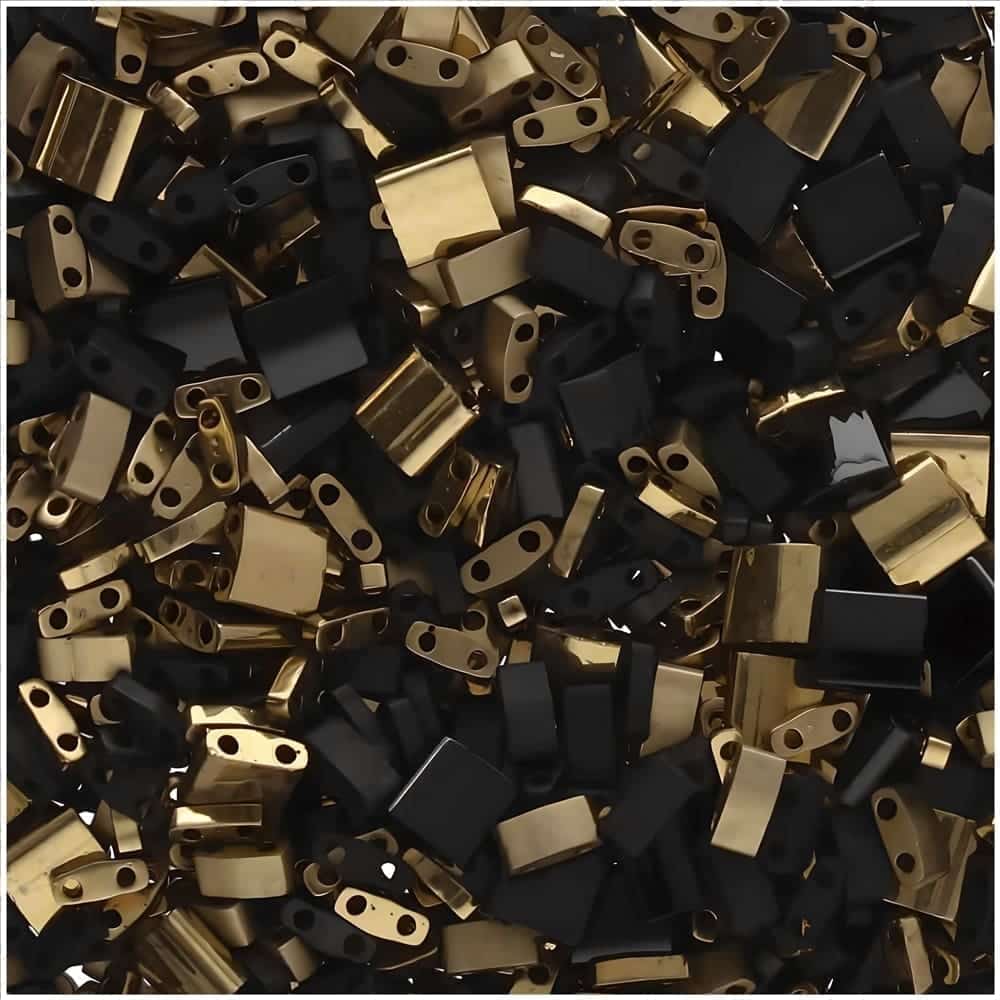 Miyuki Tila Beads 2-Hole, 3 Shape Mix, Black Metallics Mix 7.2GM