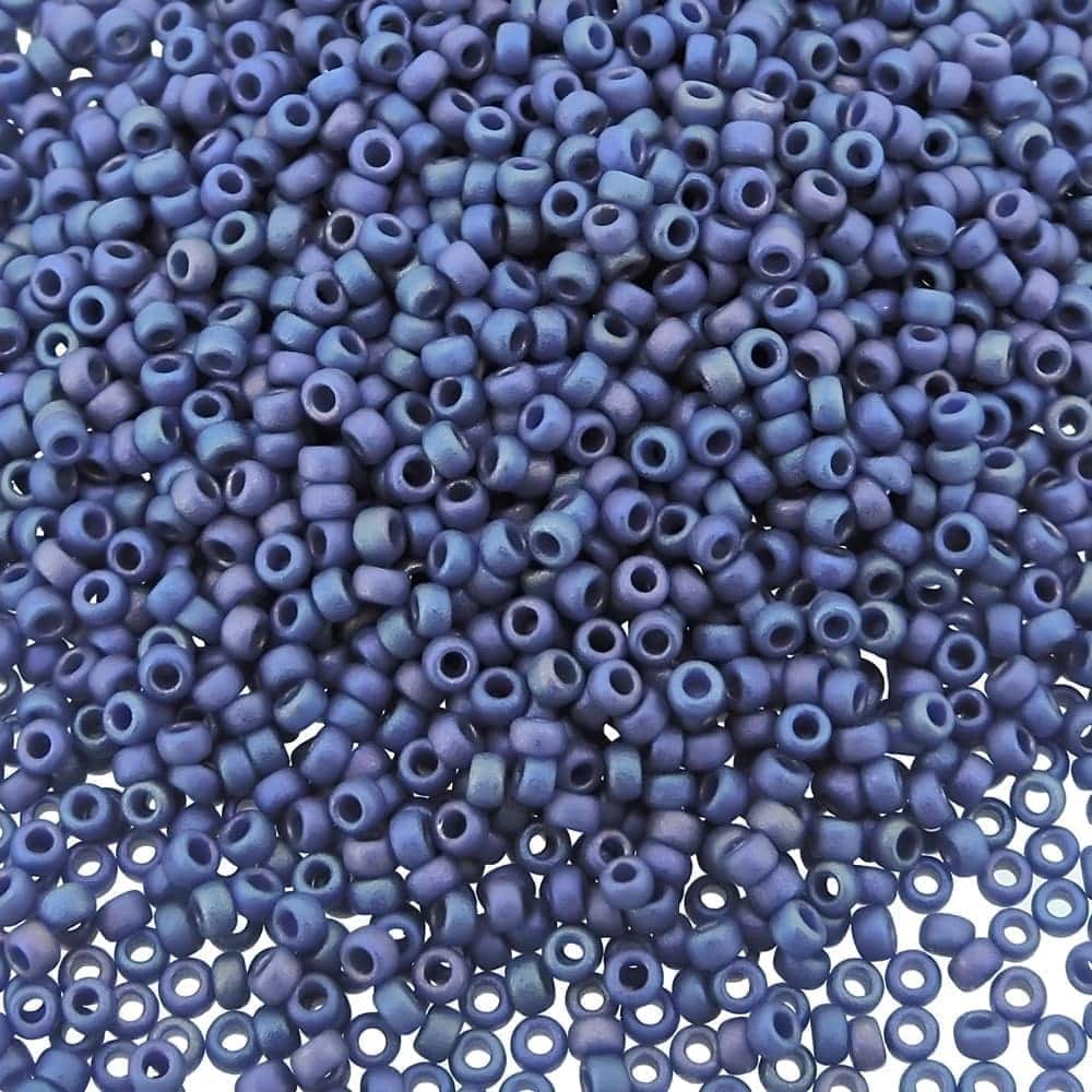 Miyuki Round Seed Beads 15/0 Frost Opaque Glazed Rainbow Nebula Blue 8.2GM 15-4703