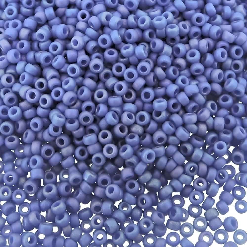 Miyuki Round Seed Beads 15/0 Frost Opaque Glazed Rainbow Soft Blue 8.2GM 15-4704