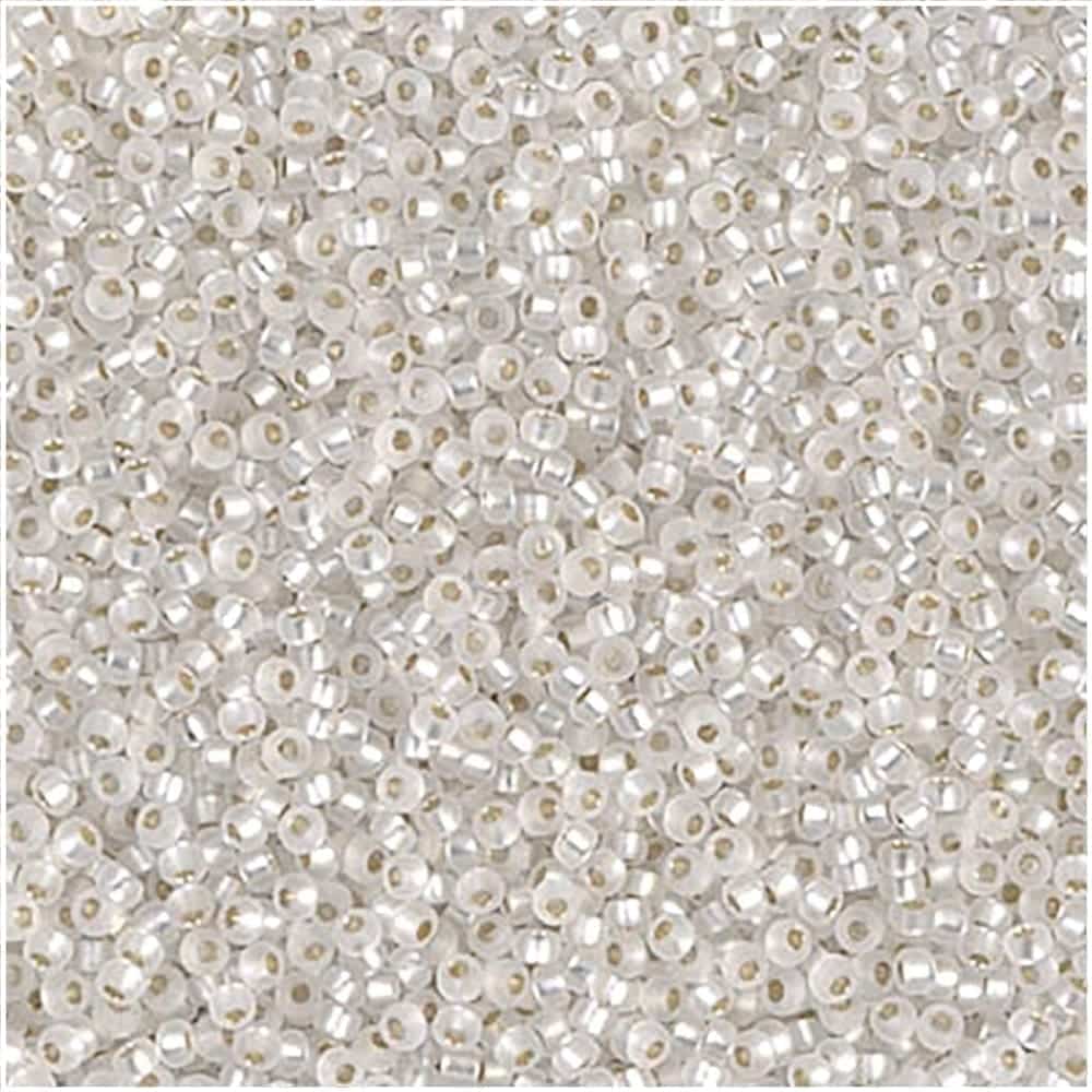 Miyuki Round Seed Beads 15/0 Matte Silver Lined Crystal 8.2GM 15-91F