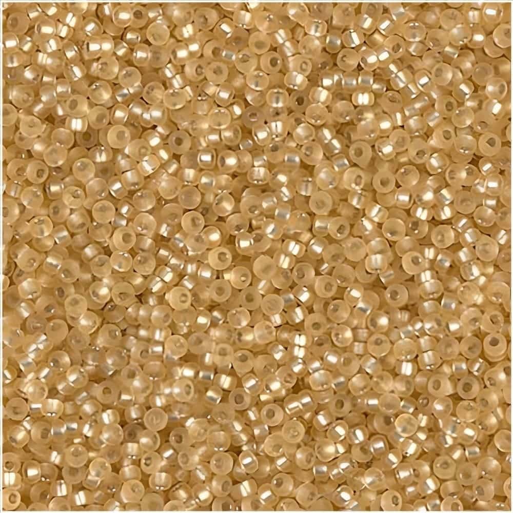 Miyuki Round Seed Beads 15/0 Matte Silver Lined Gold 8.2GM 15-93F