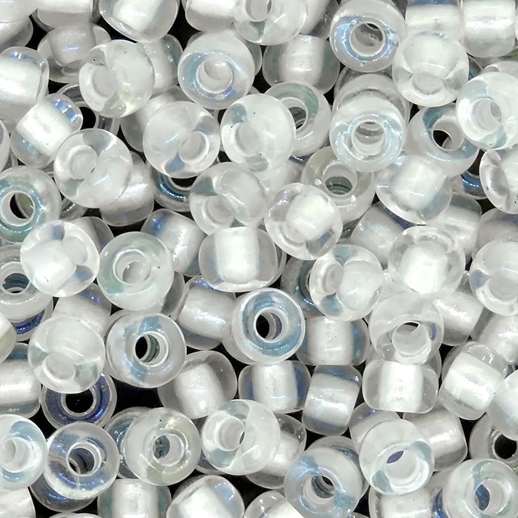 Miyuki Round Seed Beads 6/0 Pearlized Crystal AB Lined White 20GM 6-3637