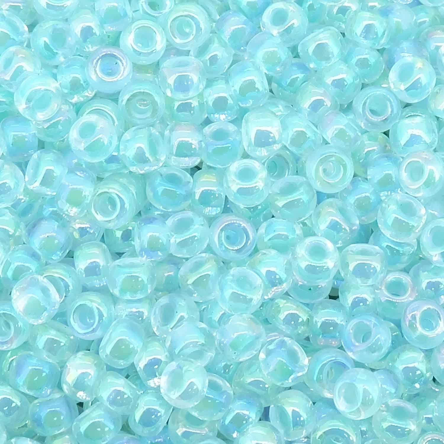 Miyuki Round Seed Beads Size 8/0 Glazier Blue Lined Crystal AB 22GM