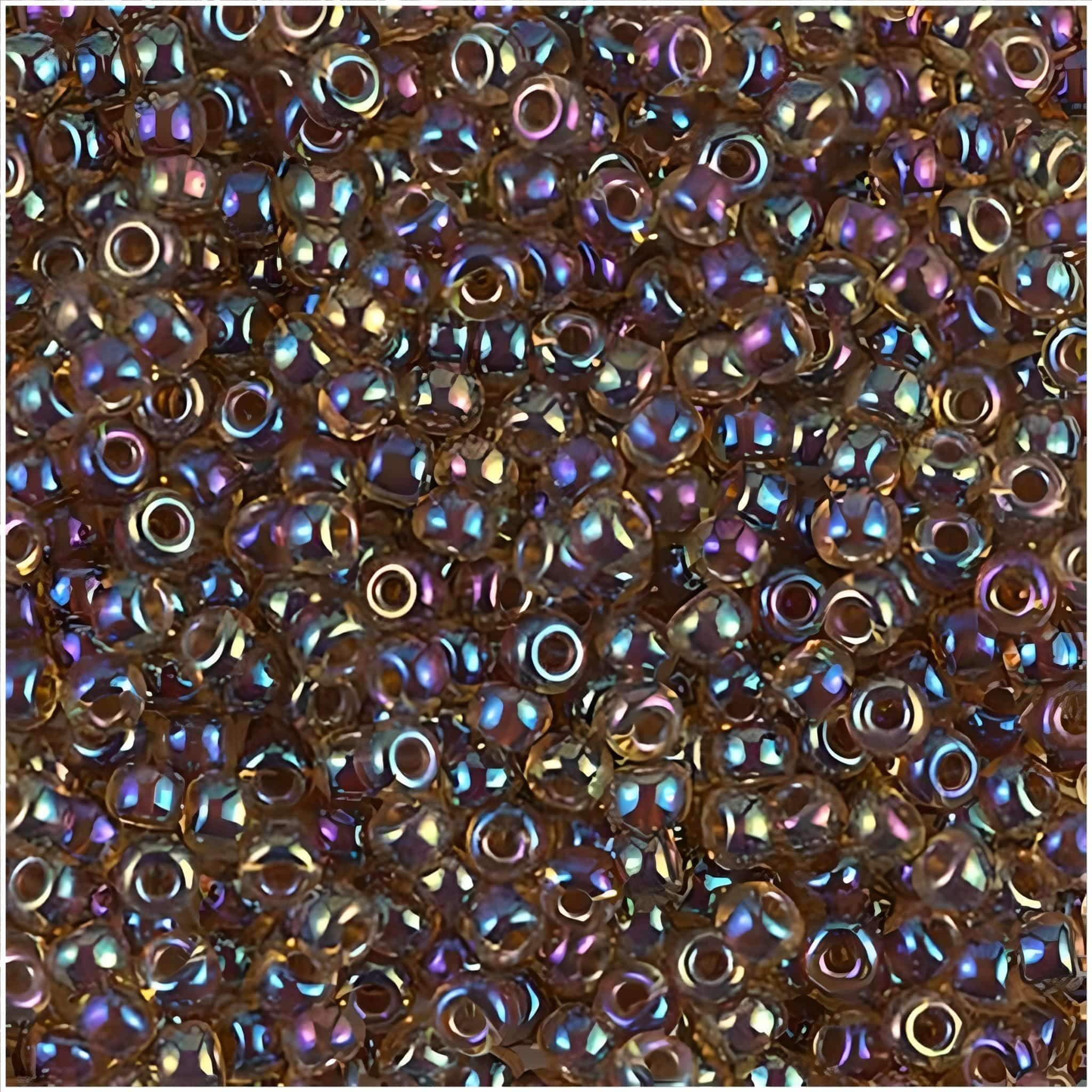 Miyuki Round Seed Beads Size 8/0 Root Beer Lined Lt Topaz AB 8-357