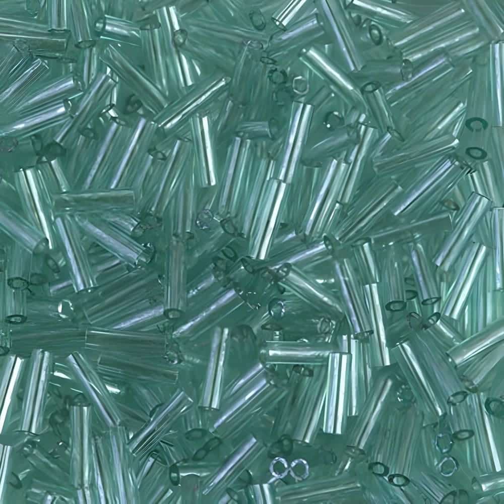 Miyuki Bugle Beads Size #2, 6mm, 17GM Transparent Seafoam Luster