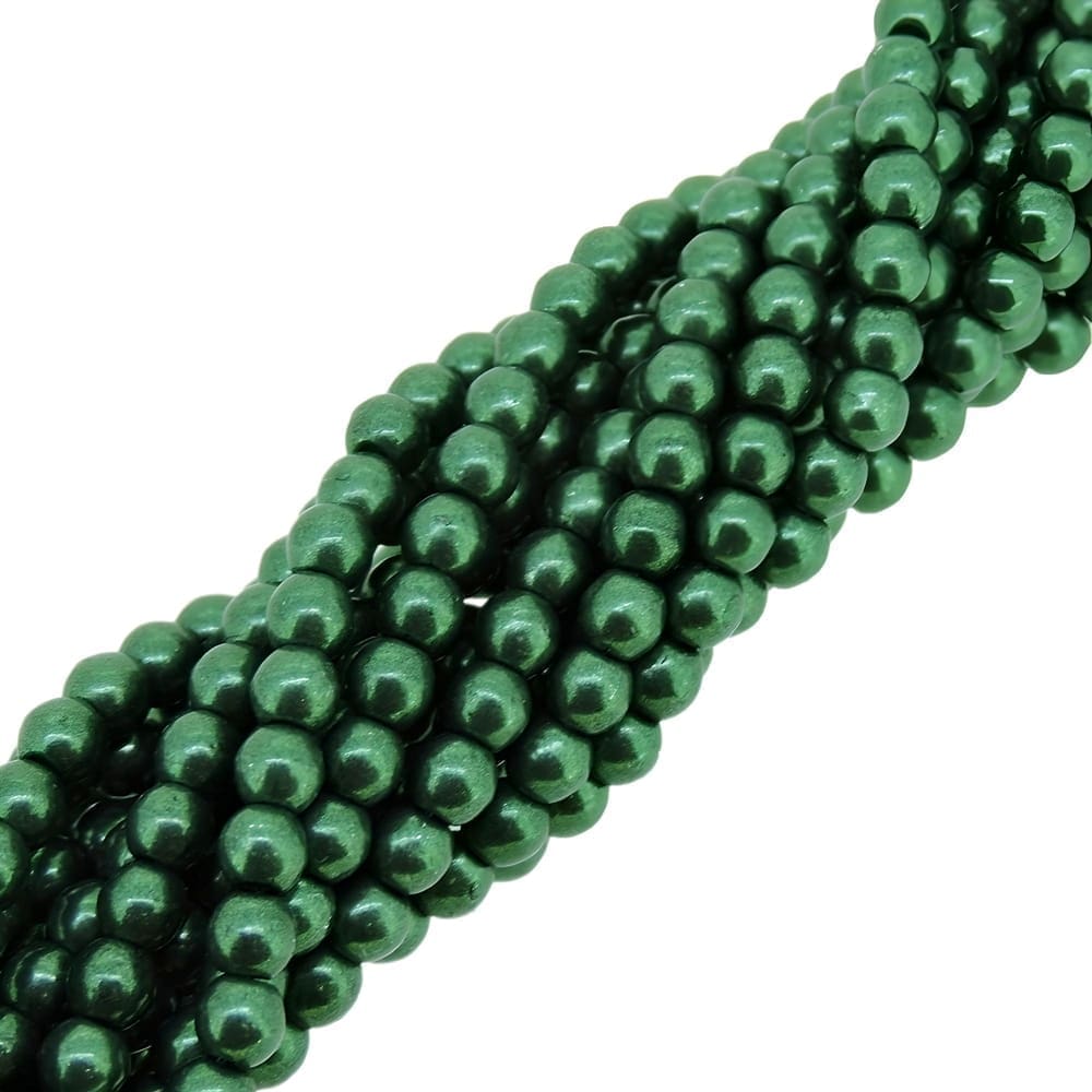 Czech Round Druk Beads 3mm – Saturated Metallic Forest Green 100pcs