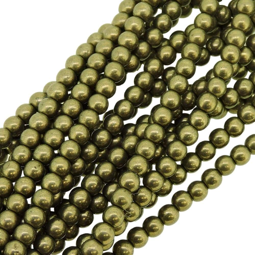 Round Beads 4mm Czech Glass Druk – Saturated Metallic Emperador 100pcs