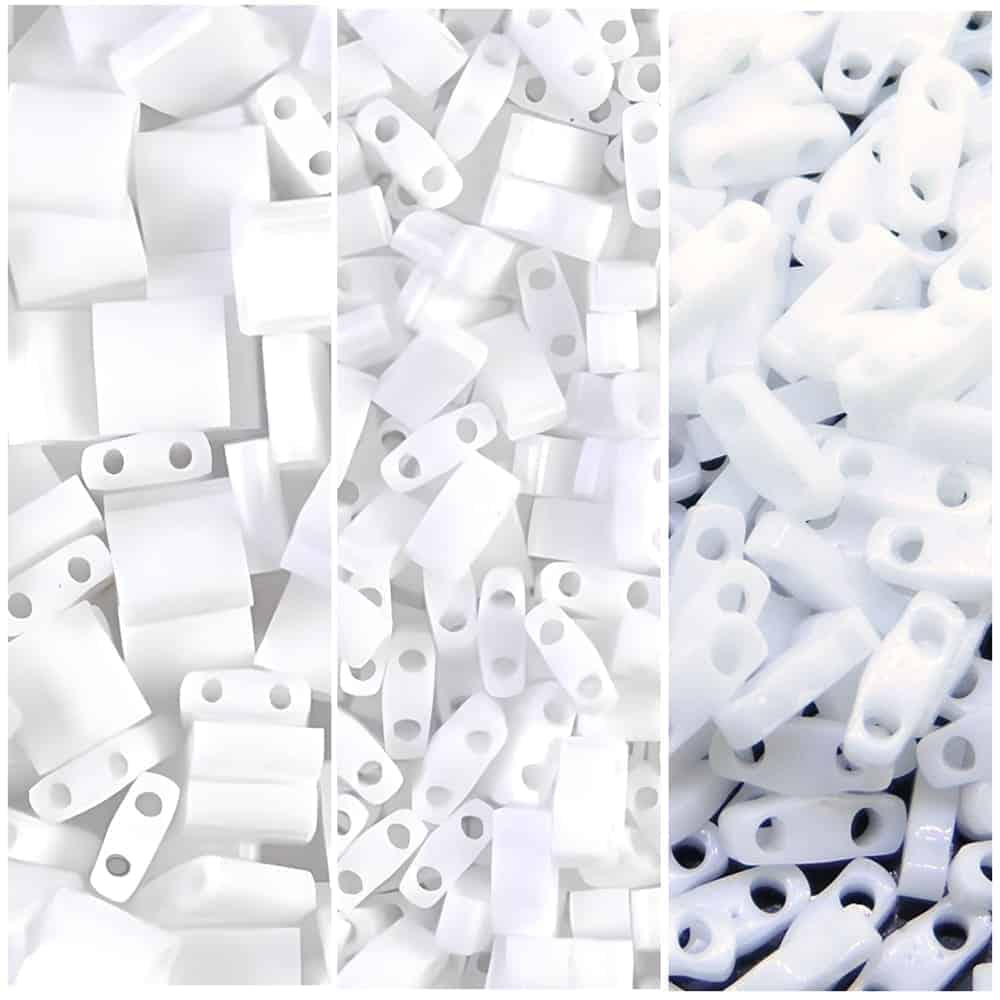 Matching Multipack Miyuki Tila Beads: Full-, Half- and Quarter Tila Beads White
