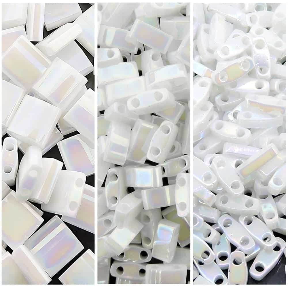 Miyuki Multipack Full-, Half- and Quarter Tila Beads Pearl White Opaque AB
