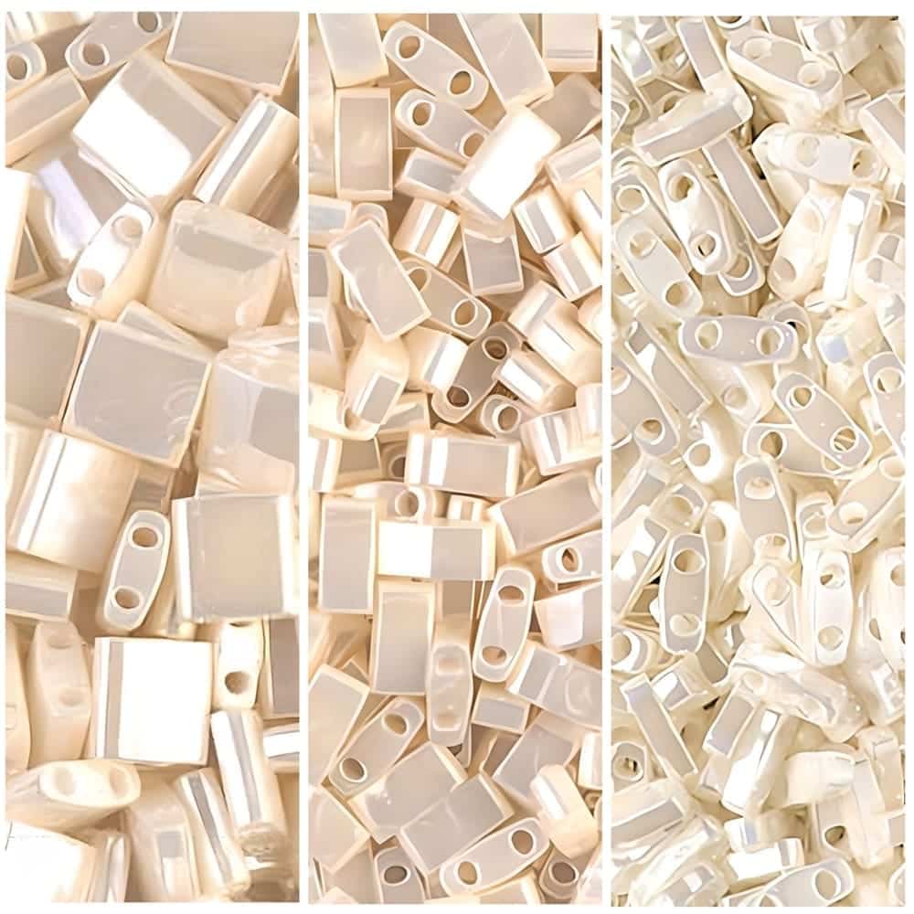 Miyuki Multipack Full-, Half- and Quarter Tila Beads Pearl Antique Ivory Pearl Ceylon