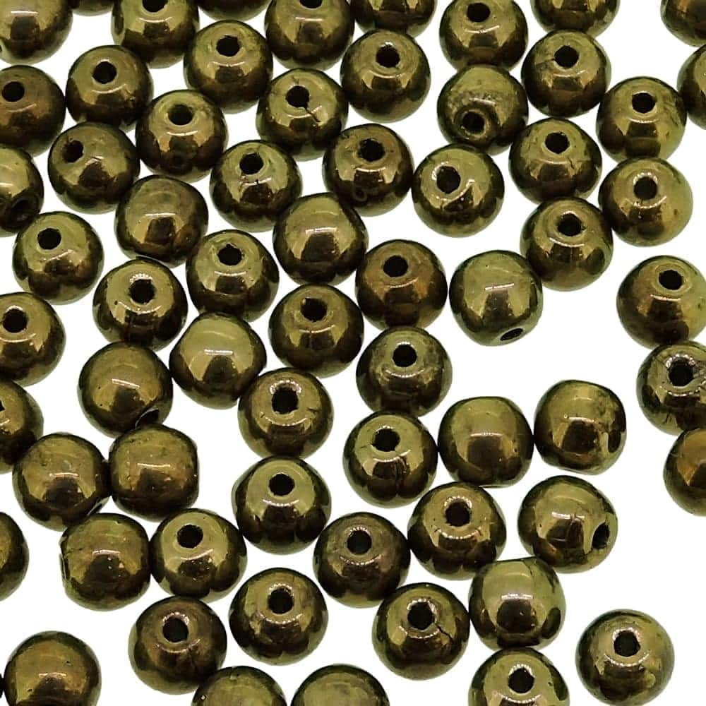 Round Beads 4mm Czech Glass Druk – Metallic Light Bronze 100pcs