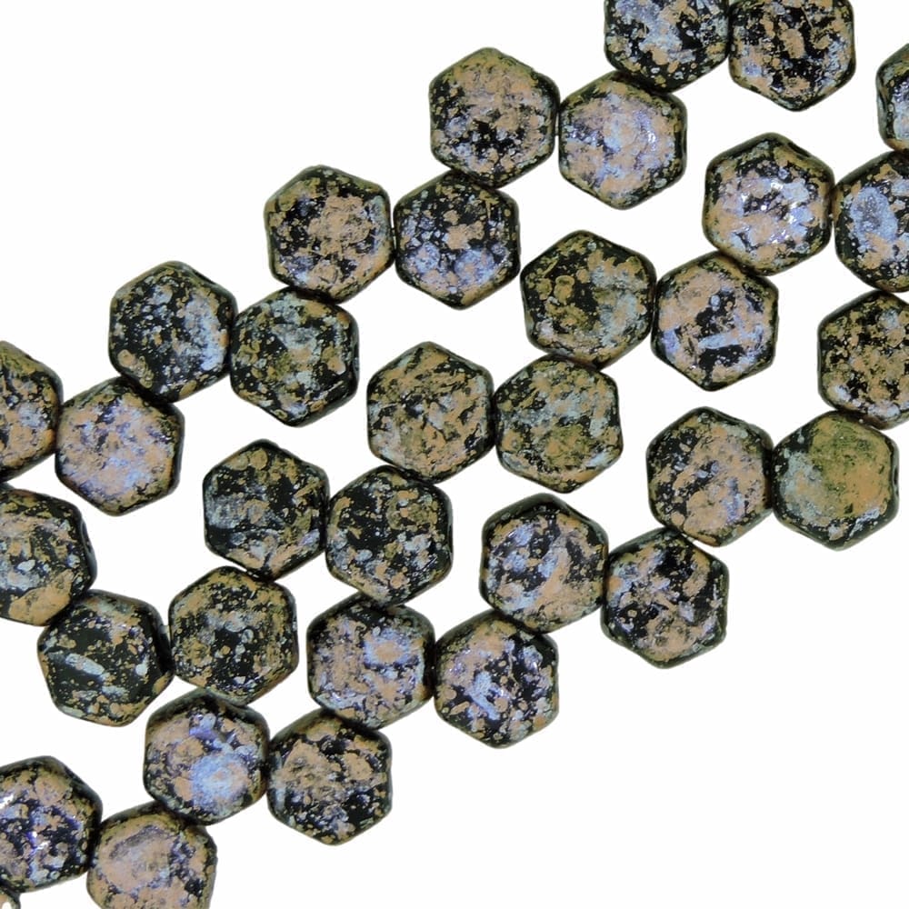 Honeycomb Beads 2-Hole Czech Glass 6mm 30pcs Tweedy Light Copper