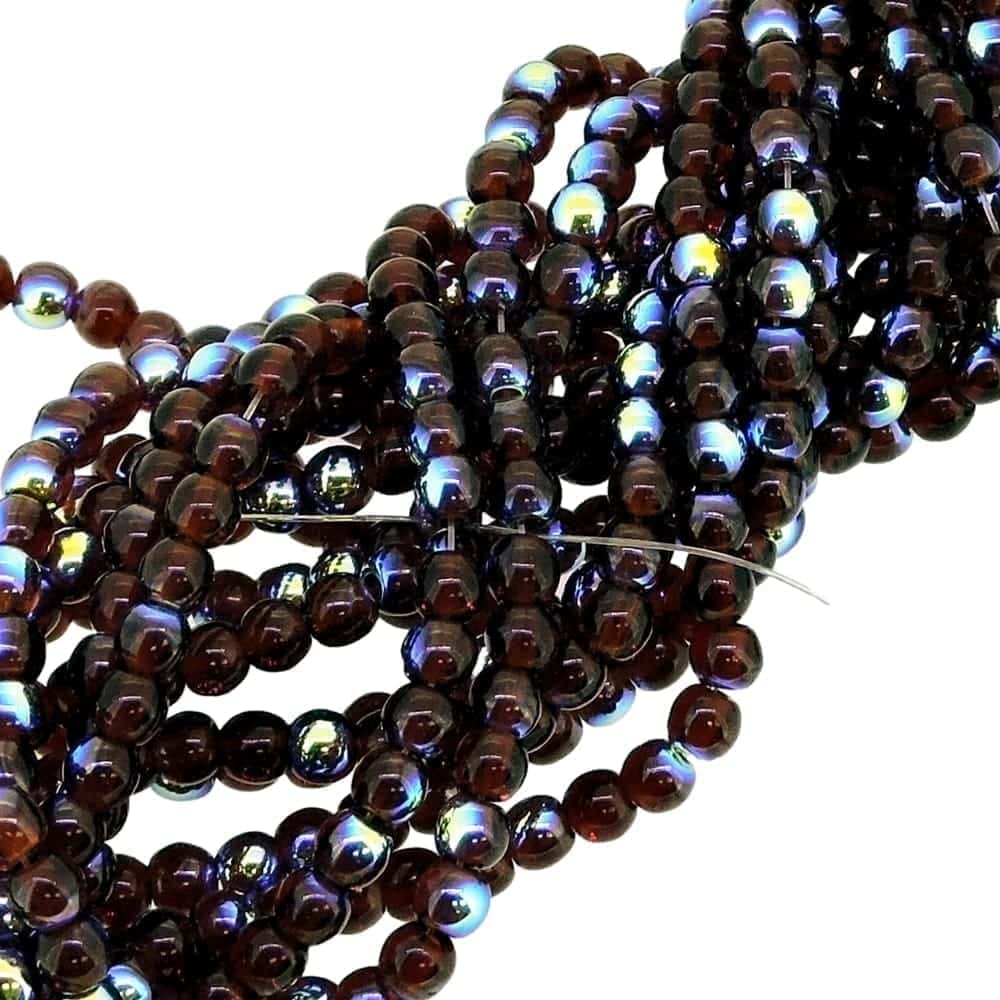 Round Beads 3mm Czech Glass Druk – Ruby Red AB 100pcs