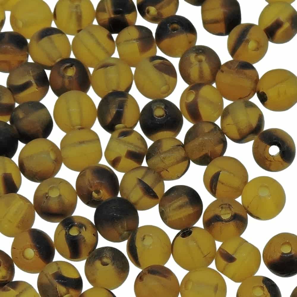 Round Beads 4mm Czech Glass Druk – Tortoise Shell 100pcs