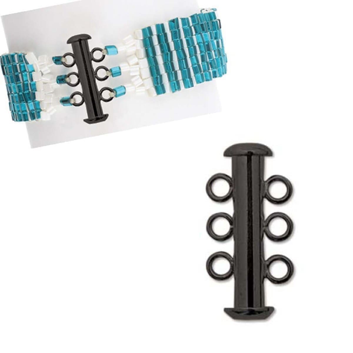 Multistrand Clasps Slide Lock 3-strand Vertical Loops Black Oxide 3 Sets