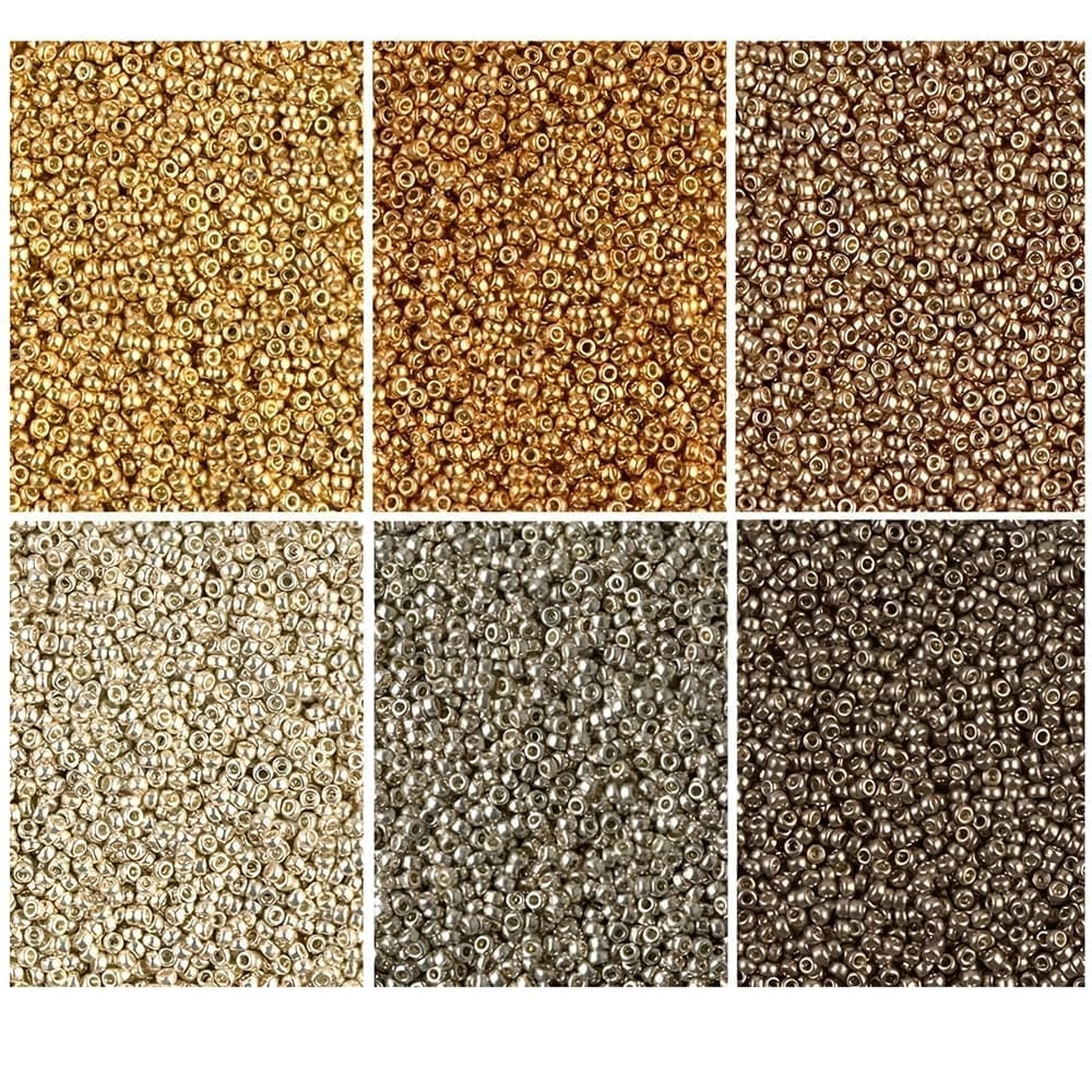 Set of 6 Colors Miyuki Round Seed Beads 15/0 Duracoat Galvanized